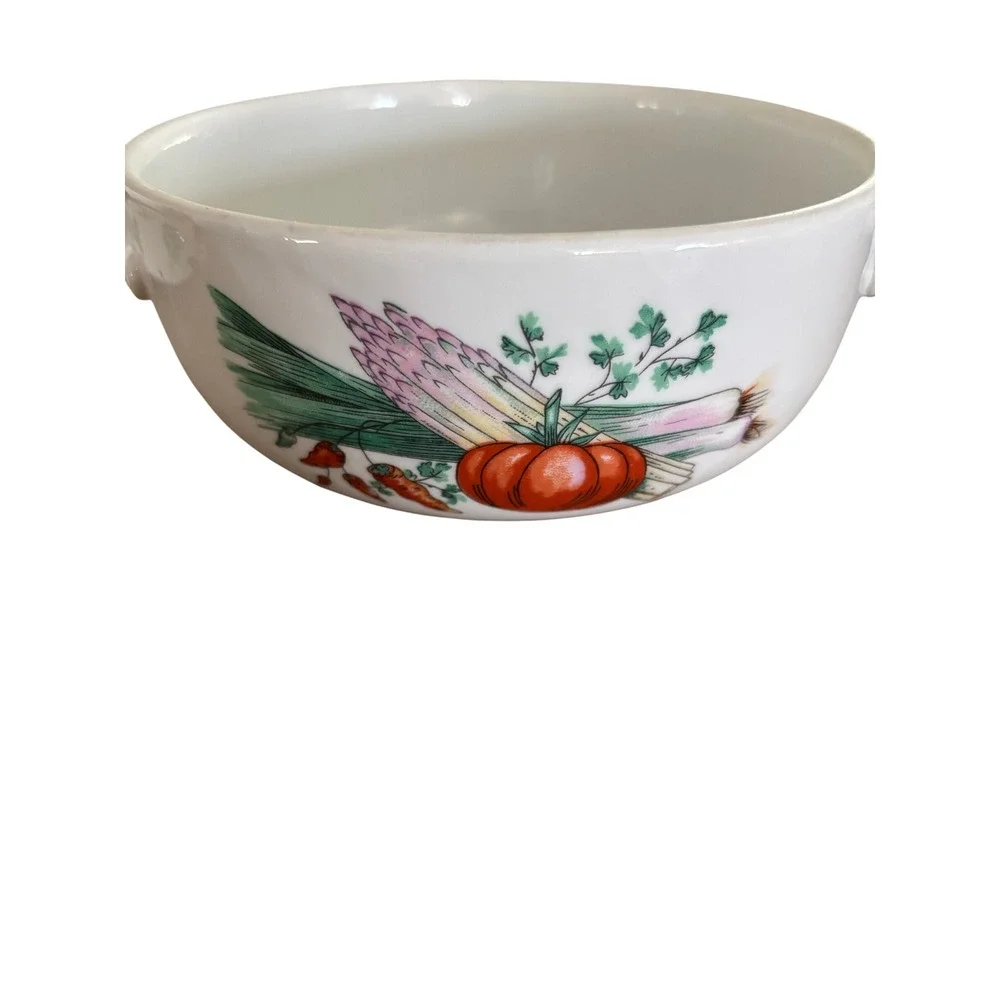 Apilco Casserole Dish White Garden Vegetables Porcelaine a feu France